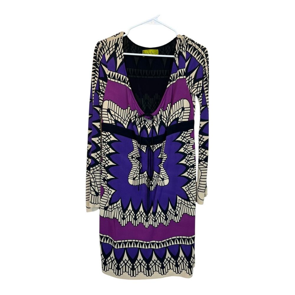 Nicole Miller Studio One Casual Dress Shift Sheath Cocktail Boho P Small